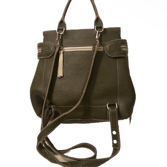 Maria Castelli New York Dark Olive Green Leather Backpack Satchel Cross/Handbag main image 4
